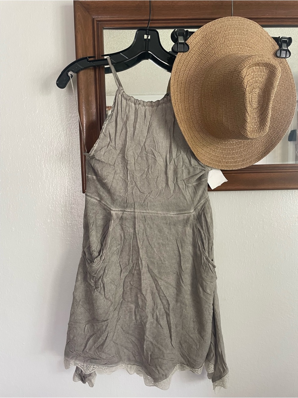 Women’s Taupe Mini Sundress with Spaghetti Straps